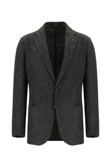 Orta Antrasit Slim Fit Dar Kesim İtalyan Yünlü Örme Ceket