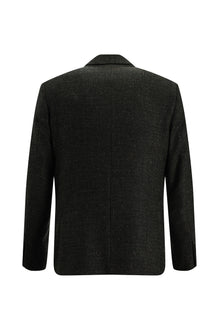 Koyu Kahve Regular Fit Yünlü Desenli Ceket