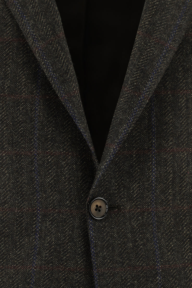 Koyu Kahve Regular Fit Yün Balıksırtı Ceket