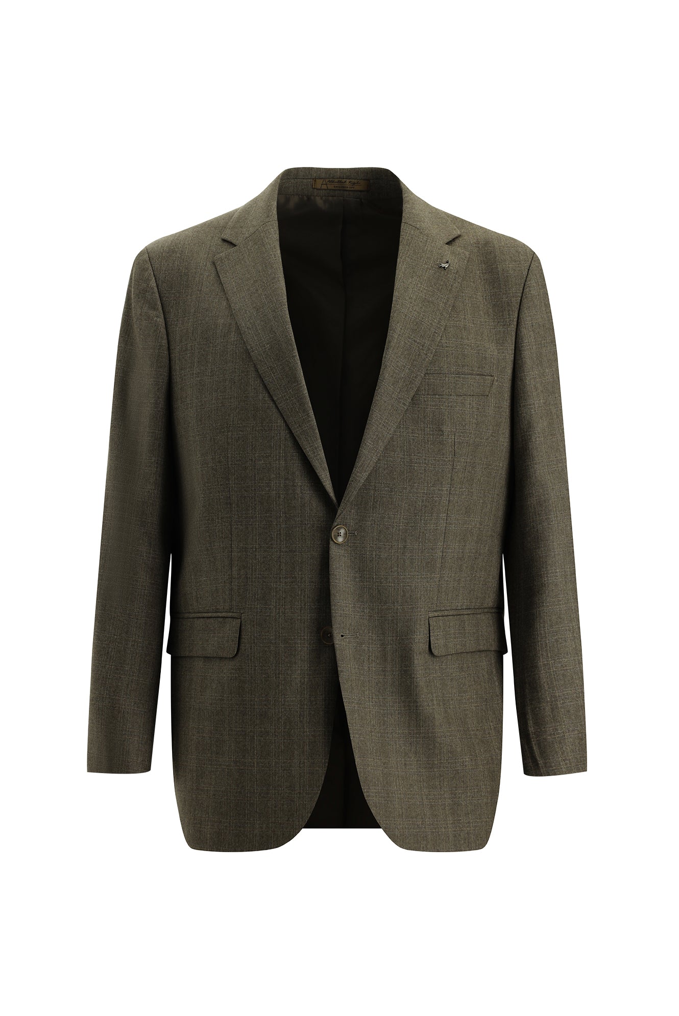 Koyu Vizon Relaxed Fit Rahat Kesim İtalyan Klasik Ekose Yün Ceket