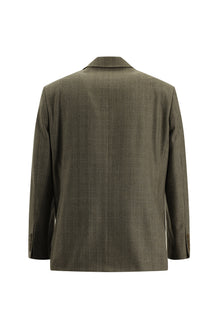 Koyu Vizon Relaxed Fit Rahat Kesim İtalyan Klasik Ekose Yün Ceket