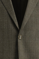 Koyu Vizon Relaxed Fit Rahat Kesim İtalyan Klasik Ekose Yün Ceket