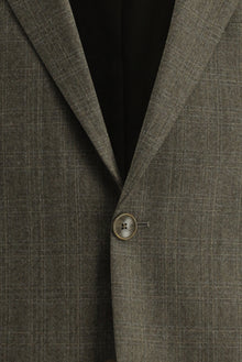 Koyu Vizon Relaxed Fit Rahat Kesim İtalyan Klasik Ekose Yün Ceket