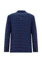 Koyu Mavi  Regular Fit Yünlü Ekose Ceket