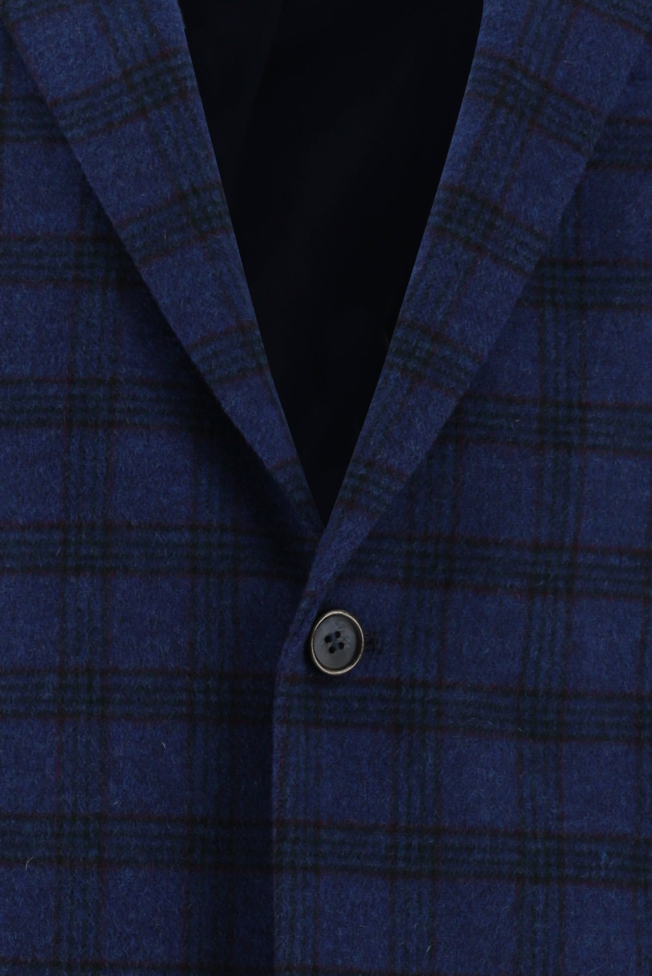 Koyu Mavi  Regular Fit Yünlü Ekose Ceket