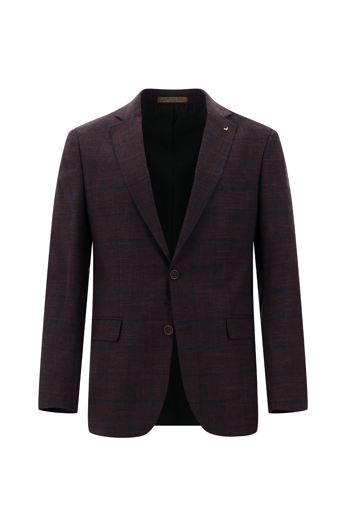 Açık Bordo Regular Fit İtalyan Yünlü Klasik Ekose Ceket