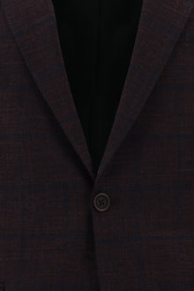 Açık Bordo Regular Fit İtalyan Yünlü Klasik Ekose Ceket