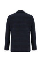 Orta Lacivert Regular Fit Ekose Kaşmir Ceket