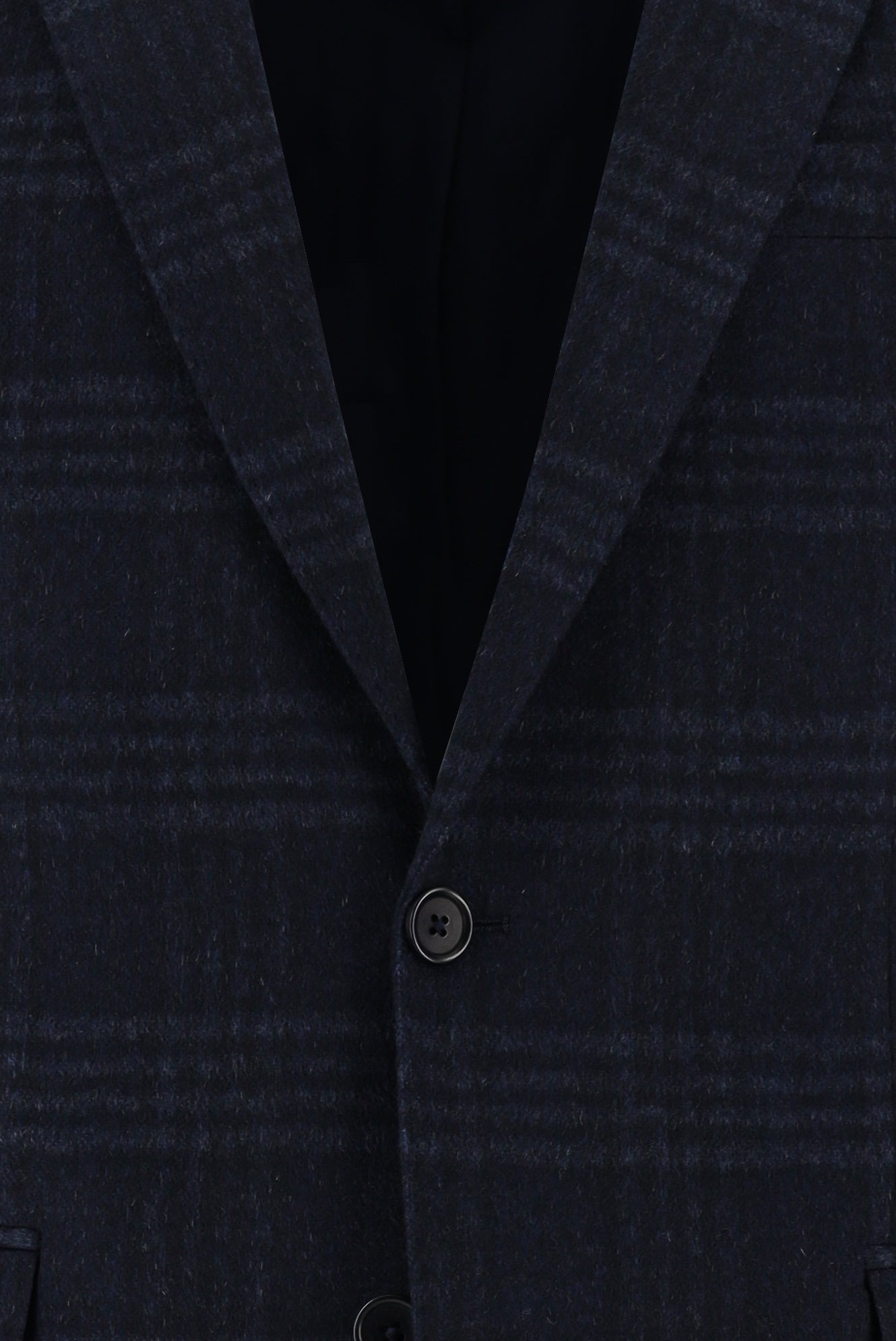 Orta Lacivert Relaxed Fit Rahat Kesim Ekose Kaşmir Ceket