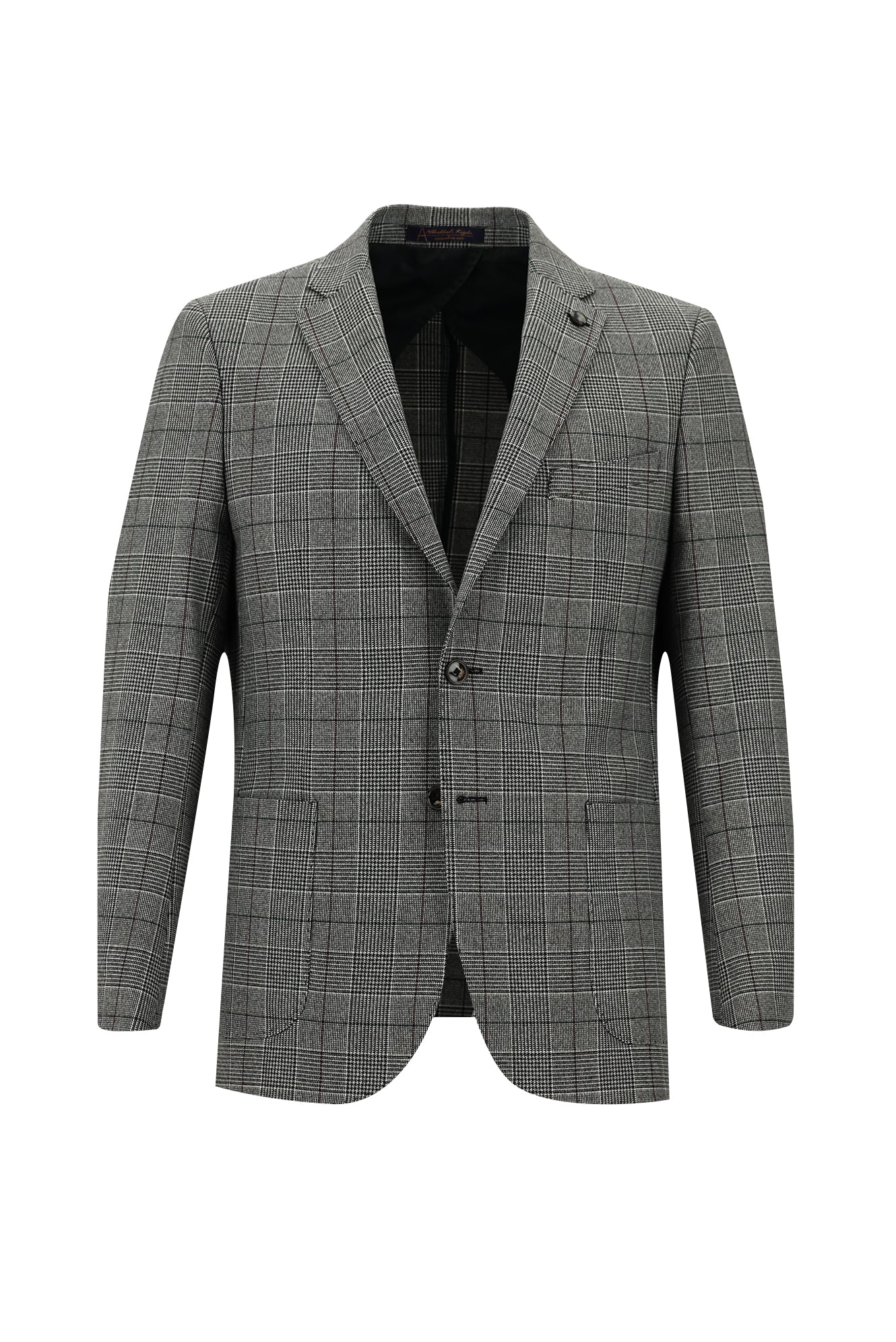 Orta Füme 6 Drop Regular Fit Standart Kesim Klasik Ekose Ceket-Abdullah Ki??l?
