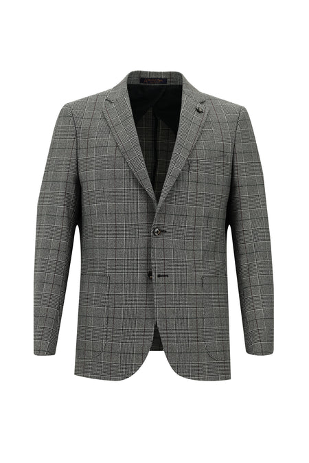 Orta Füme 6 Drop Regular Fit Standart Kesim Klasik Ekose Ceket-Abdullah Ki??l?