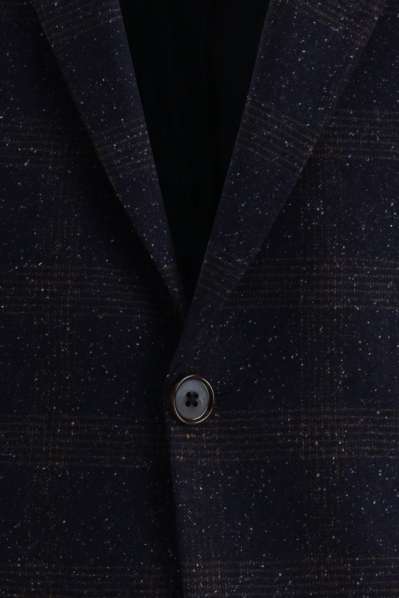 Koyu Lacivert Regular Fit İtalyan Yünlü Ekose Ceket