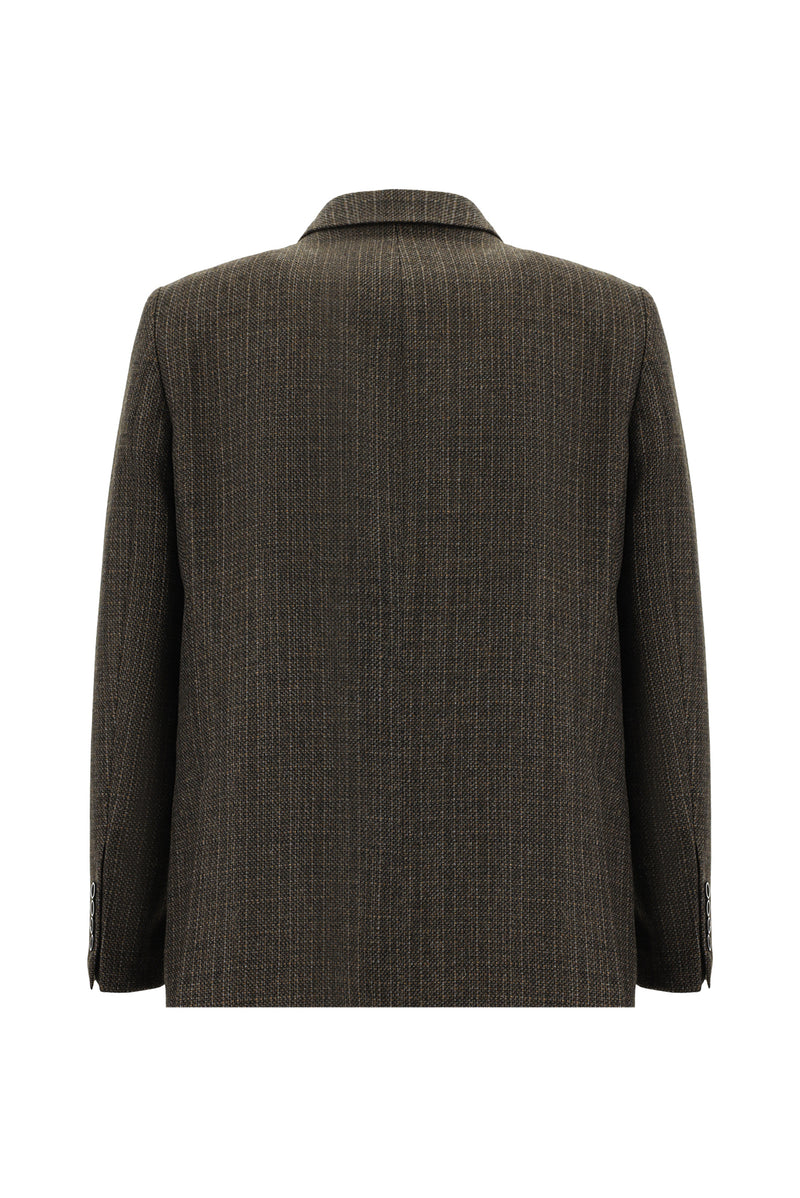 Camel Relaxed Fit Rahat Kesim Yünlü İtalyan Desenli Ceket