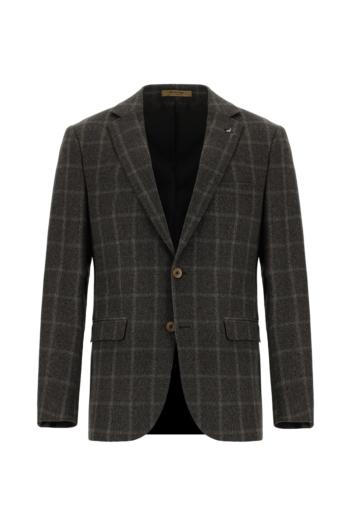 Orta Kahve Relaxed Fit Rahat Kesim Kareli Kaşmir Ceket