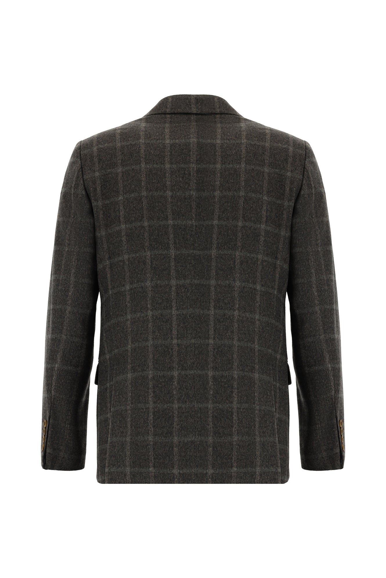Orta Kahve Relaxed Fit Rahat Kesim Kareli Kaşmir Ceket