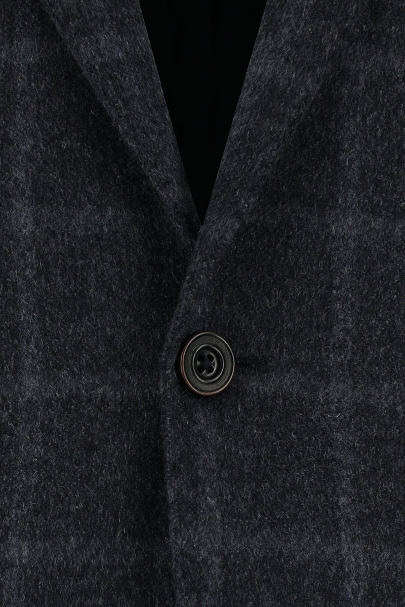 Orta Antrasit 6 Drop Regular Fit Standart Kesim Kareli Kaşmir Ceket