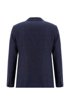 Koyu Lacivert Regular Fit Yünlü Klasik Ekose Ceket