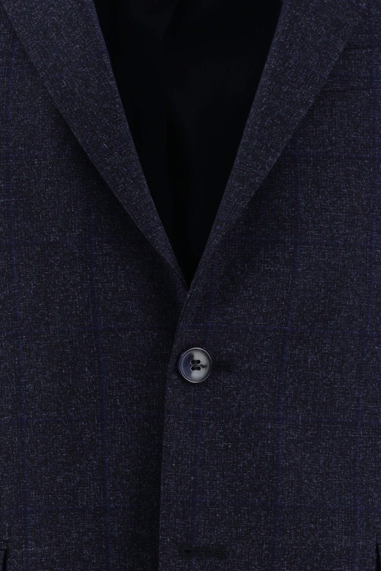 Koyu Lacivert Regular Fit Yünlü Klasik Ekose Ceket