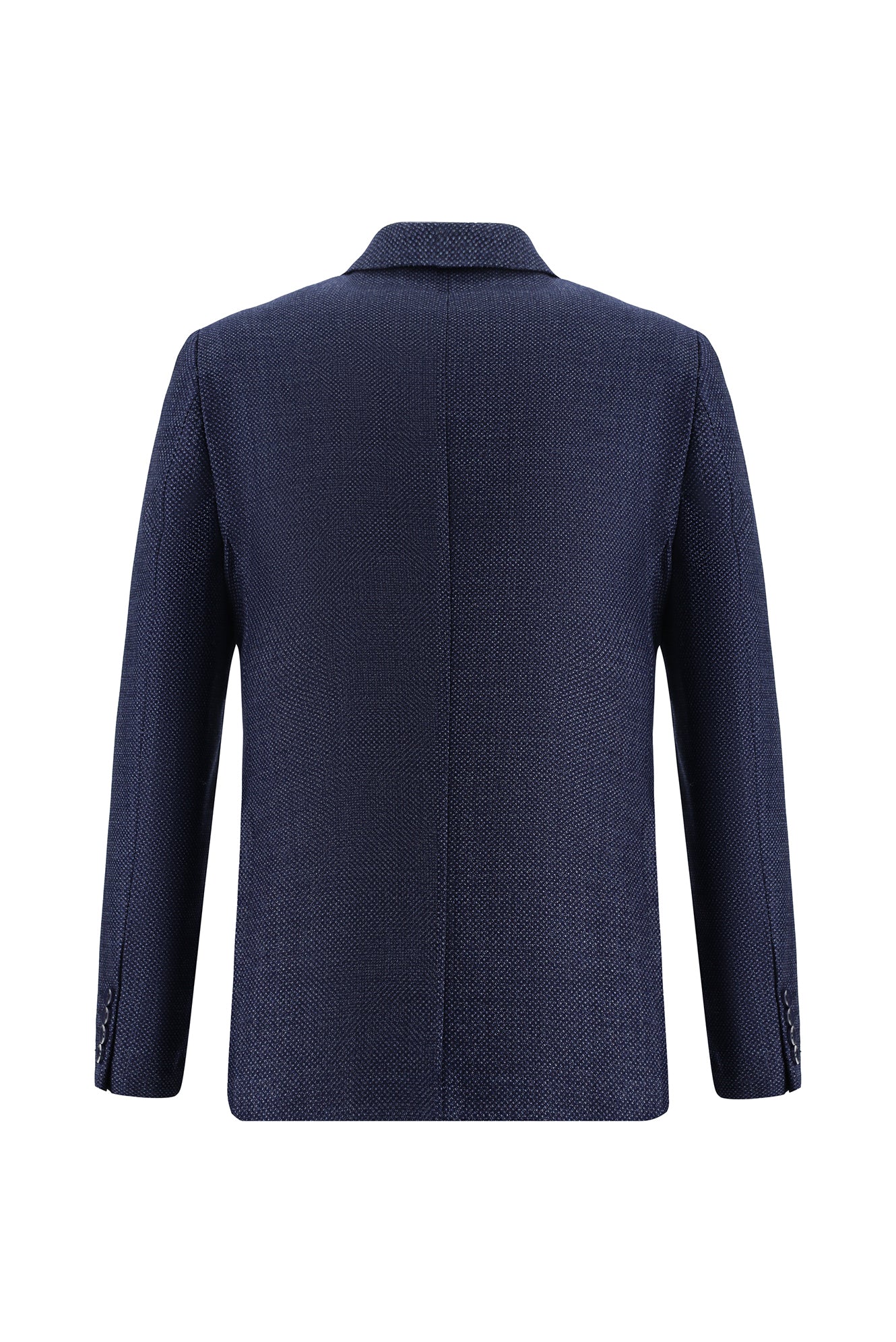 Orta Lacivert 7 Drop Slim Fit Dar Kesim Klasik Desenli Yün Ceket-Abdullah Ki??l?