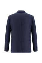 Orta Lacivert 7 Drop Slim Fit Dar Kesim Klasik Desenli Yün Ceket-Abdullah Ki??l?
