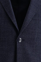 Orta Lacivert 7 Drop Slim Fit Dar Kesim Klasik Desenli Yün Ceket-Abdullah Ki??l?