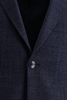 Orta Lacivert 7 Drop Slim Fit Dar Kesim Klasik Desenli Yün Ceket-Abdullah Ki??l?
