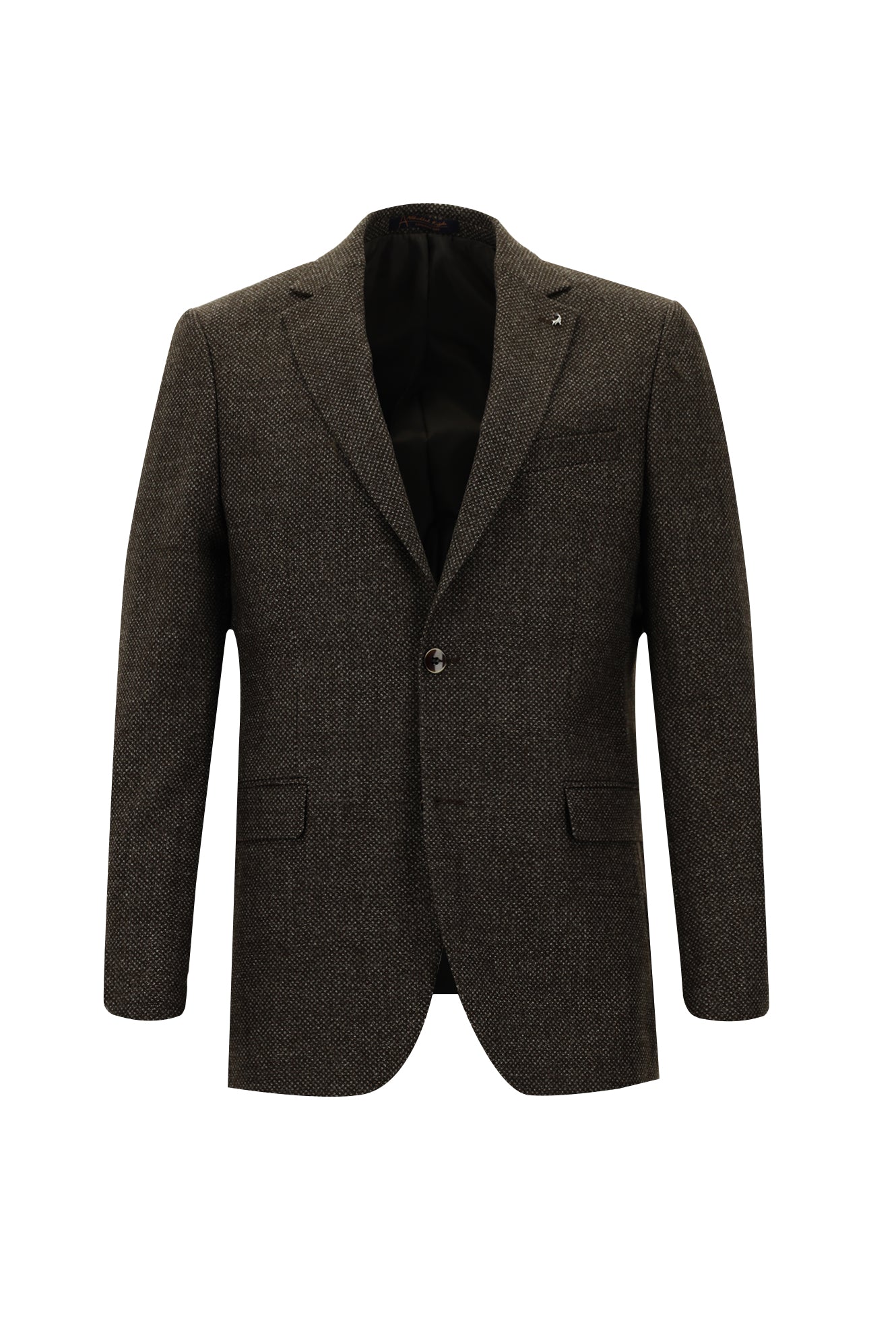 Koyu Kahve Regular Fit Kuşgözü Yün Ceket