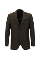 Koyu Kahve Regular Fit Kuşgözü Yün Ceket