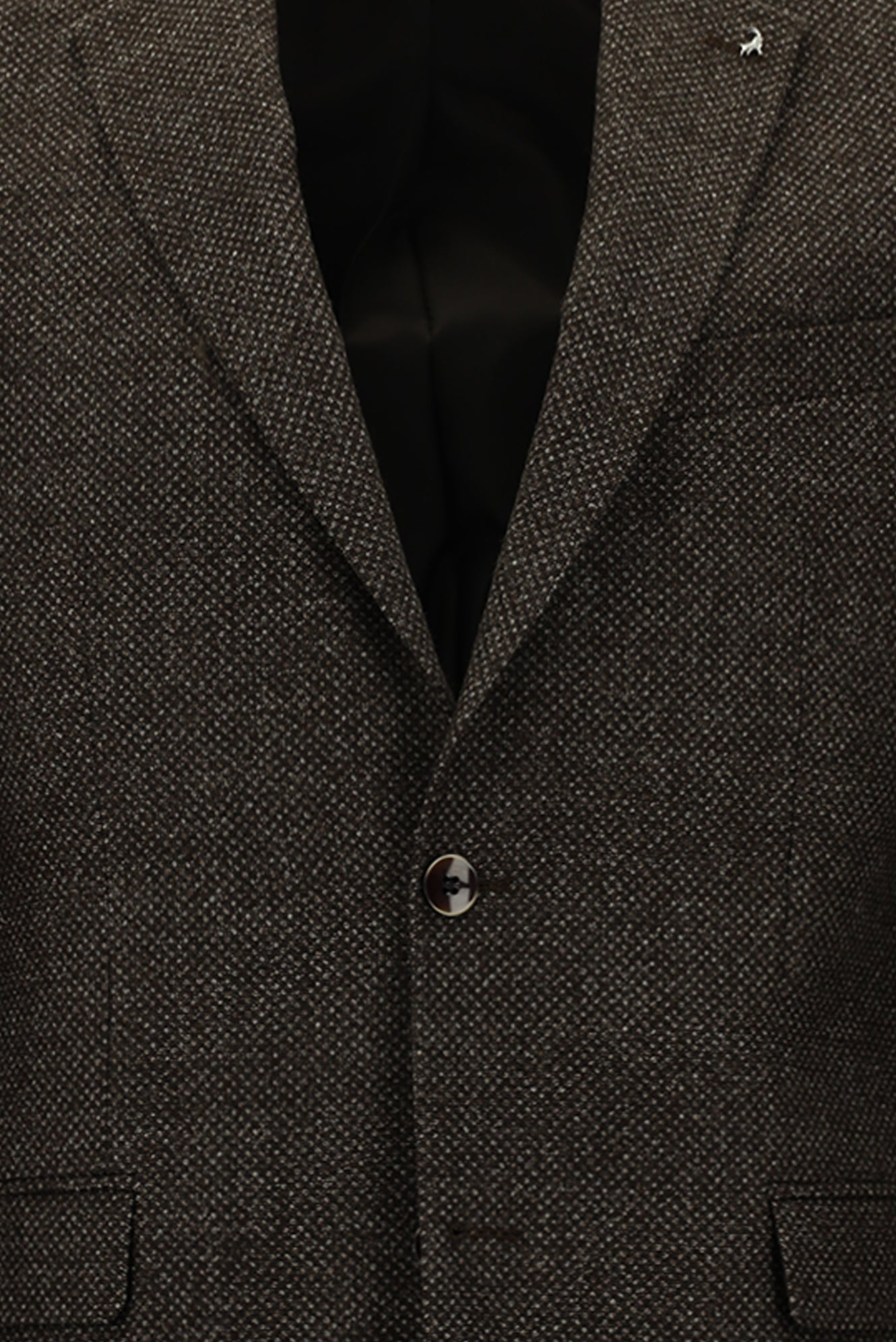 Koyu Kahve Regular Fit Kuşgözü Yün Ceket