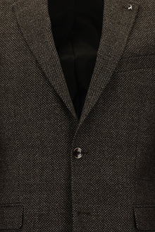 Koyu Kahve Regular Fit Kuşgözü Yün Ceket