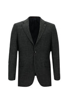 Koyu Antrasit Regular Fit Kuşgözü Yün Ceket