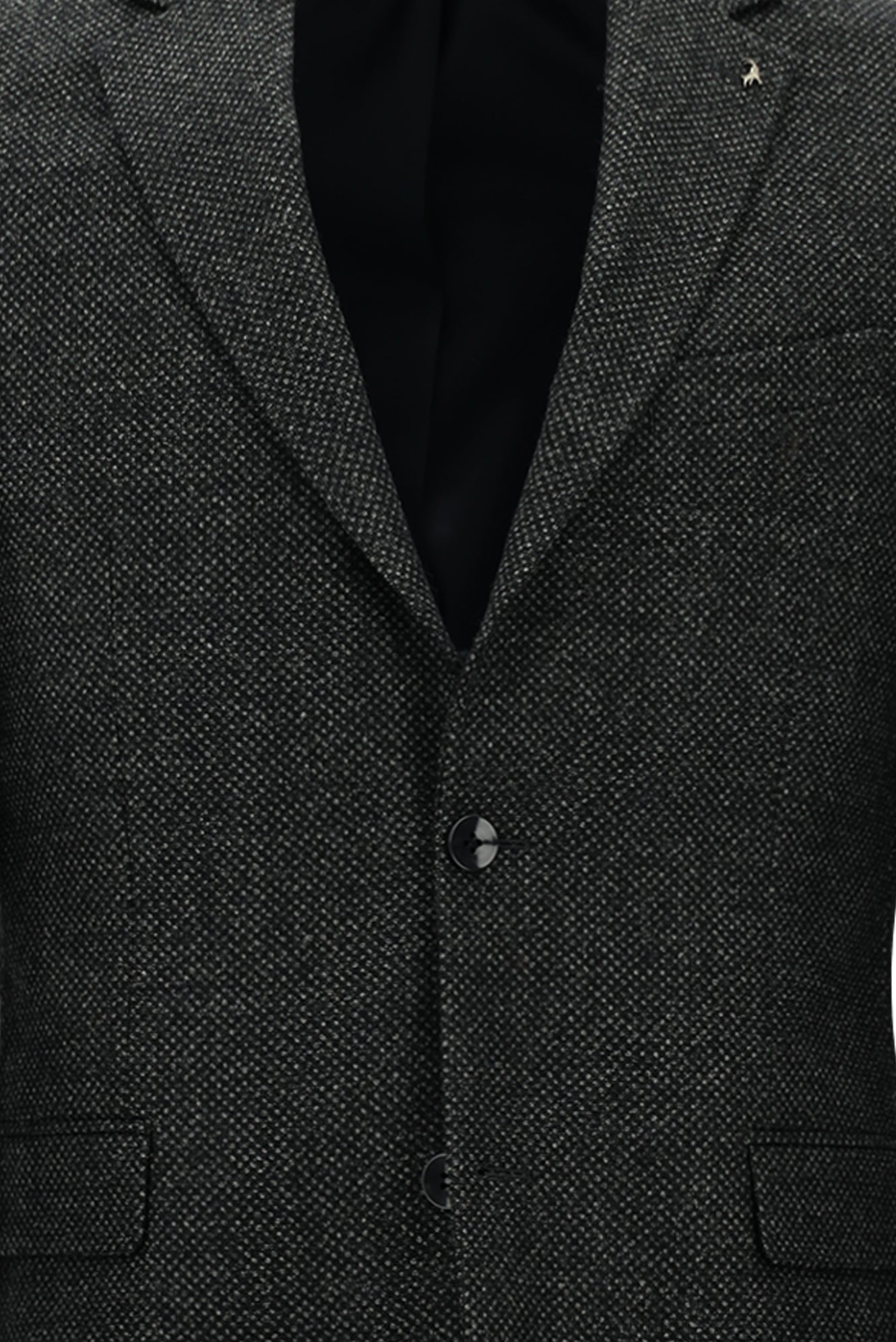 Koyu Antrasit Regular Fit Kuşgözü Yün Ceket