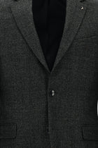 Koyu Antrasit Regular Fit Kuşgözü Yün Ceket