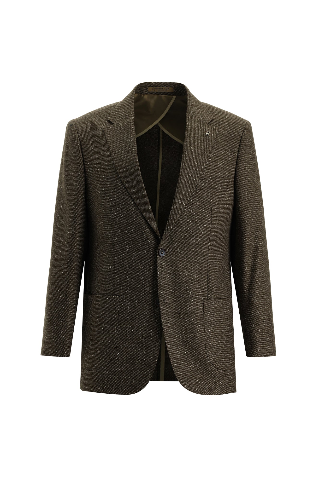 Orta Kahve Relaxed Fit Rahat Kesim Yünlü Desenli Ceket