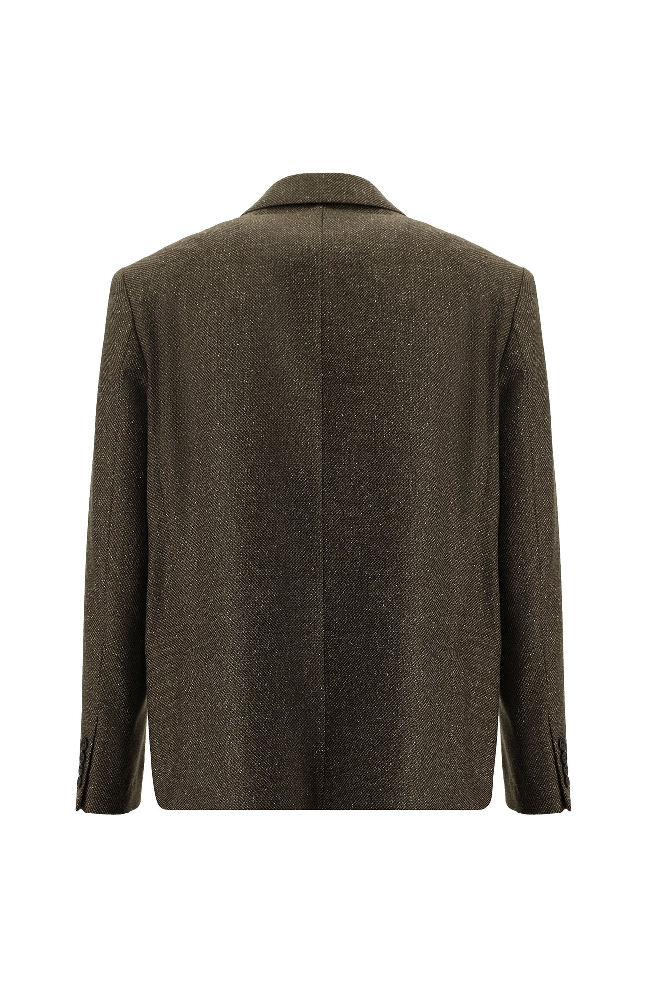 Orta Kahve Relaxed Fit Rahat Kesim Yünlü Desenli Ceket