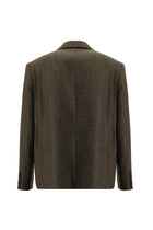 Orta Kahve Relaxed Fit Rahat Kesim Yünlü Desenli Ceket