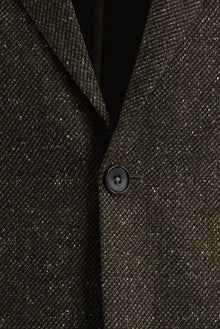 Orta Kahve Relaxed Fit Rahat Kesim Yünlü Desenli Ceket