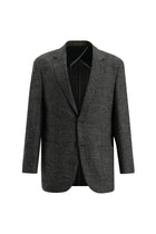 Koyu Antrasit Relaxed Fit Rahat Kesim Yünlü Desenli Ceket