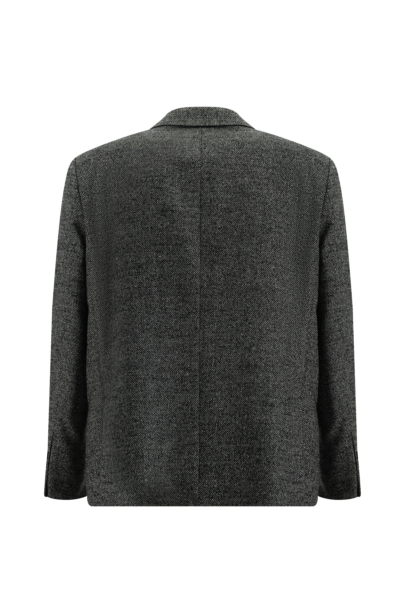 Koyu Antrasit Relaxed Fit Rahat Kesim Yünlü Desenli Ceket