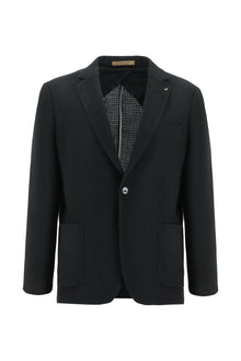 Siyah 7 Drop Slim Fit Dar Kesim Yünlü Desenli Ceket-Abdullah Ki??l?