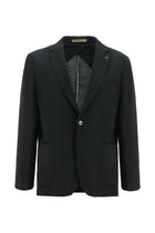 Siyah Slim Fit Dar Kesim Yünlü Desenli Ceket