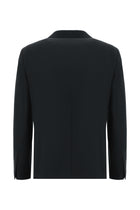 Siyah Slim Fit Dar Kesim Yünlü Desenli Ceket