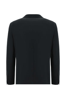 Siyah Slim Fit Dar Kesim Yünlü Desenli Ceket