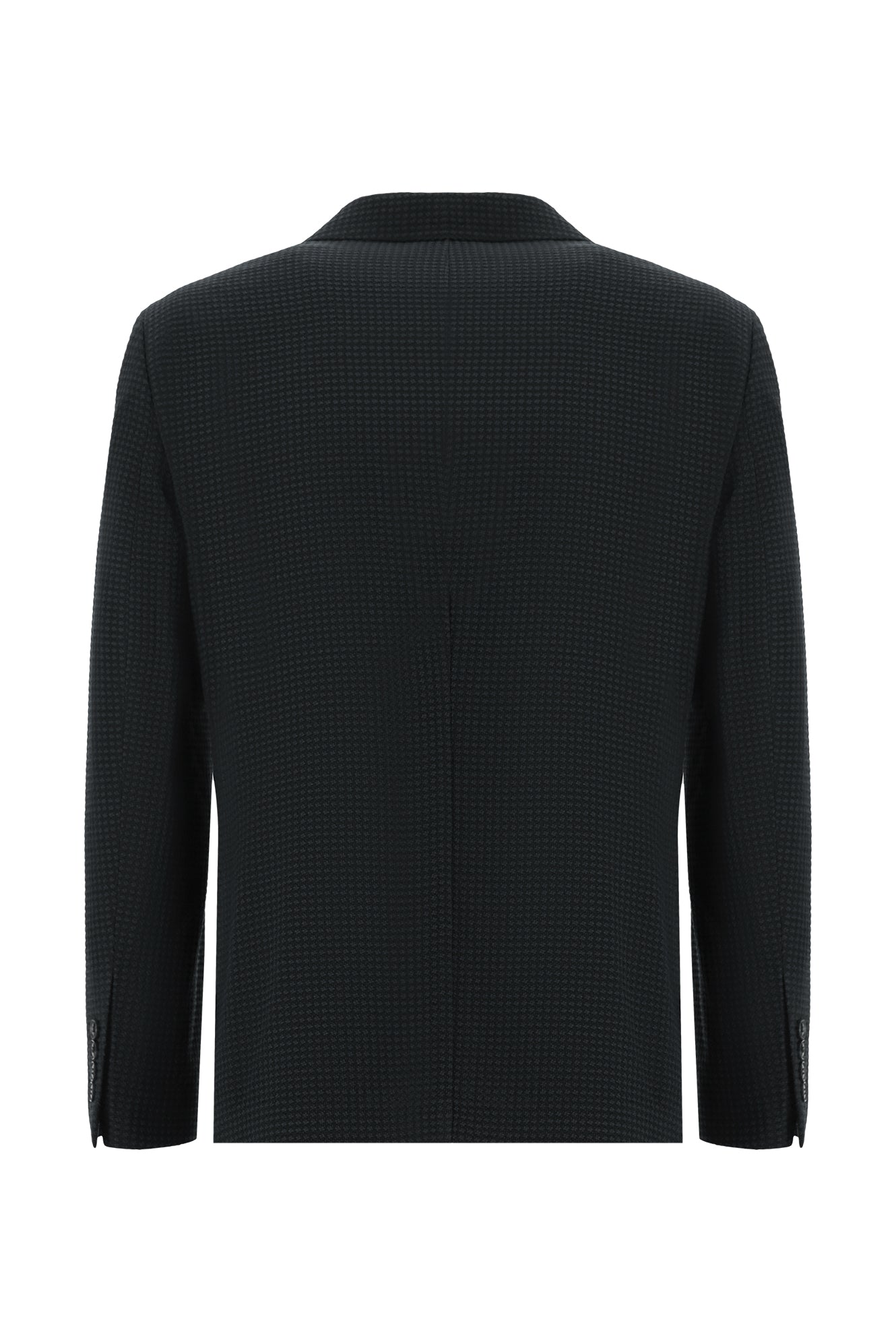 Siyah Slim Fit Dar Kesim Yünlü Desenli Ceket