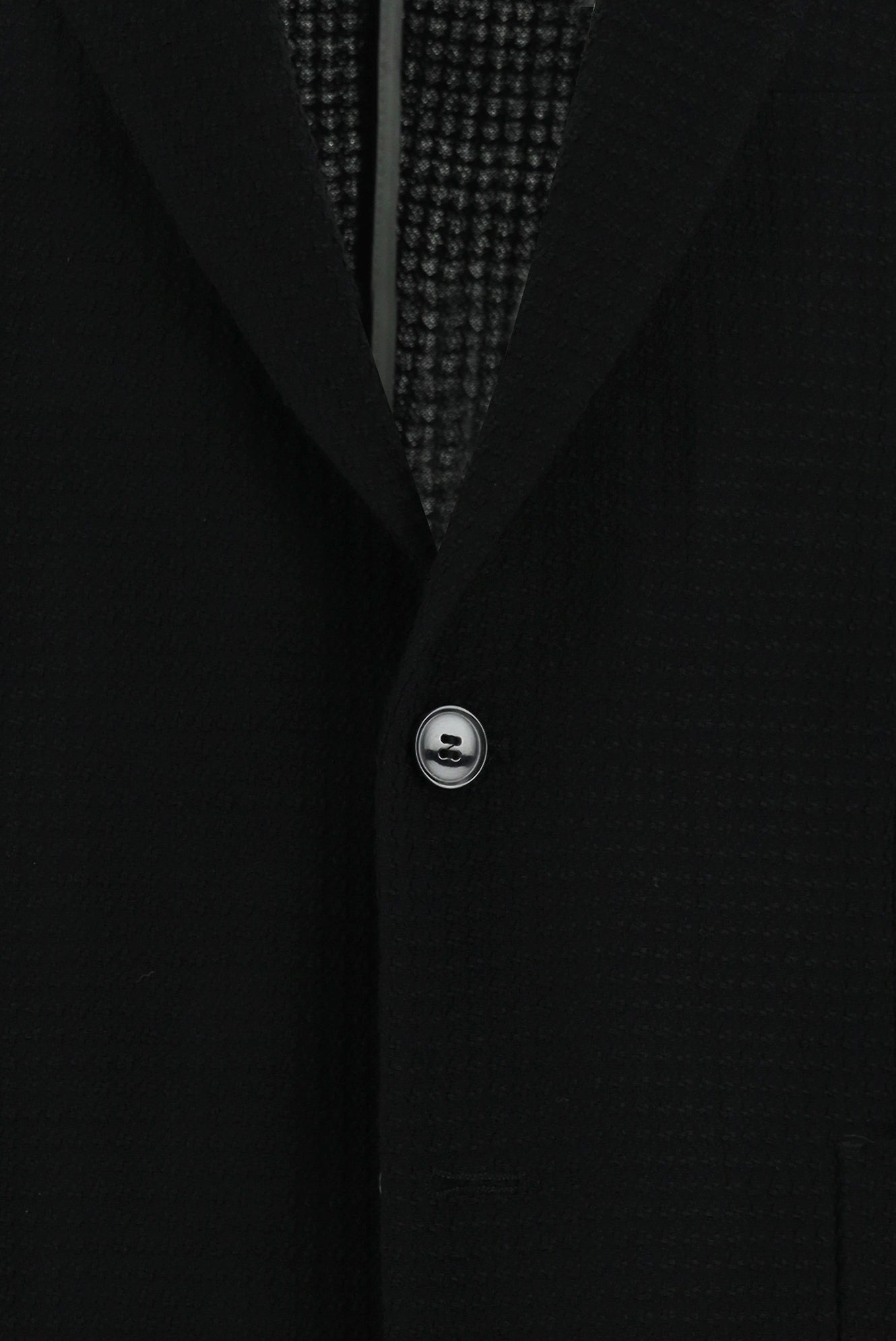 Siyah Slim Fit Dar Kesim Yünlü Desenli Ceket