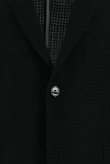Siyah 7 Drop Slim Fit Dar Kesim Yünlü Desenli Ceket-Abdullah Ki??l?