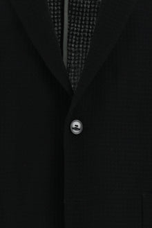 Siyah Slim Fit Dar Kesim Yünlü Desenli Ceket