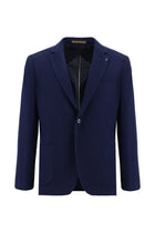 Aç?k Lacivert 7 Drop Slim Fit Dar Kesim Yünlü Desenli Ceket-Abdullah Ki??l?