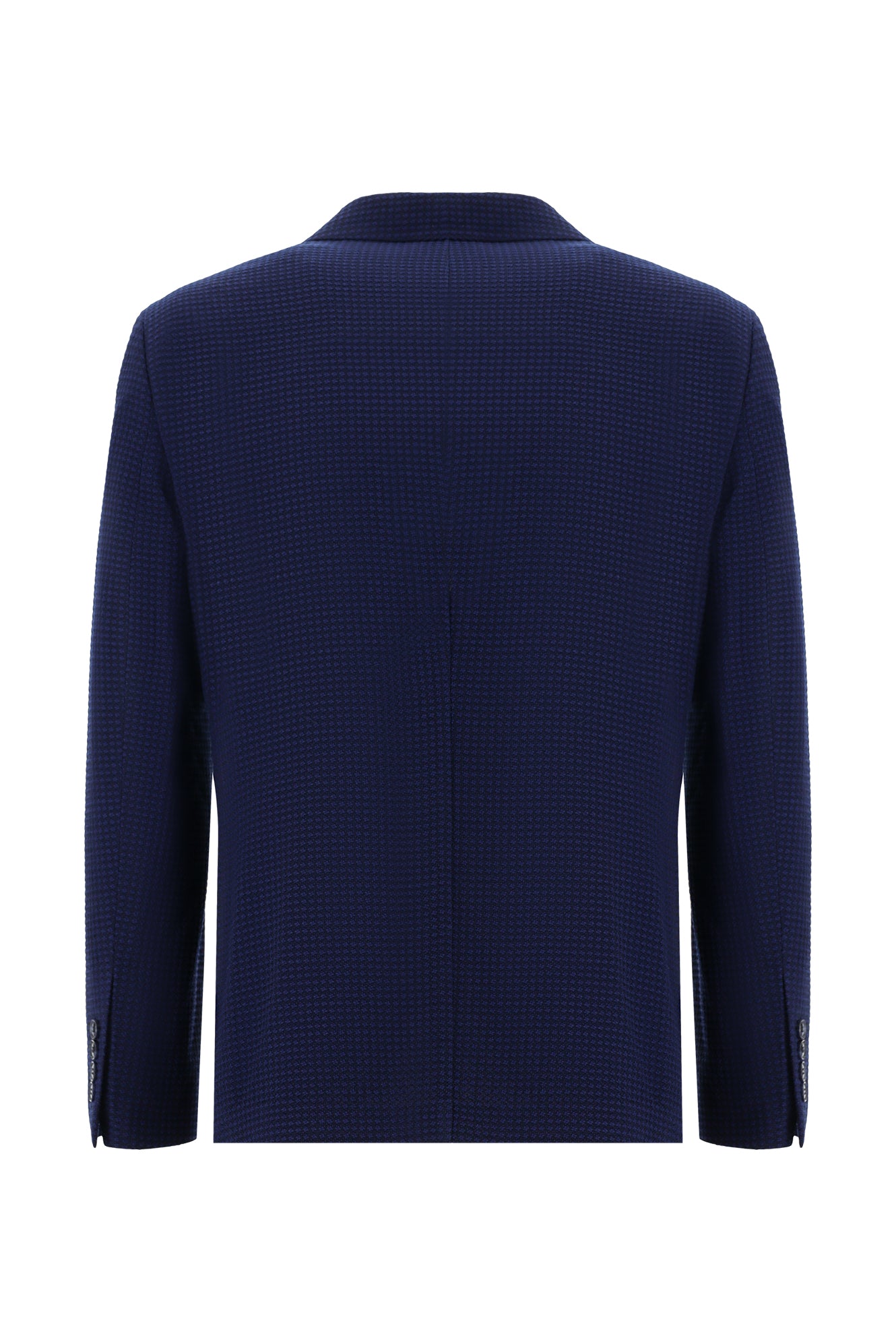 Aç?k Lacivert 7 Drop Slim Fit Dar Kesim Yünlü Desenli Ceket-Abdullah Ki??l?