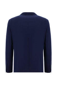 Aç?k Lacivert 7 Drop Slim Fit Dar Kesim Yünlü Desenli Ceket-Abdullah Ki??l?